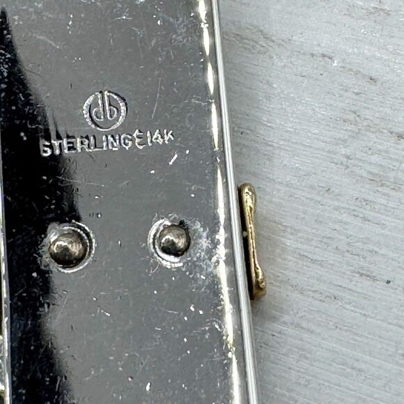 Sterling Silver 14k Gold Engraved N W ID Bracelet Dolan Bullock Curb Chain - Picture 2 of 9